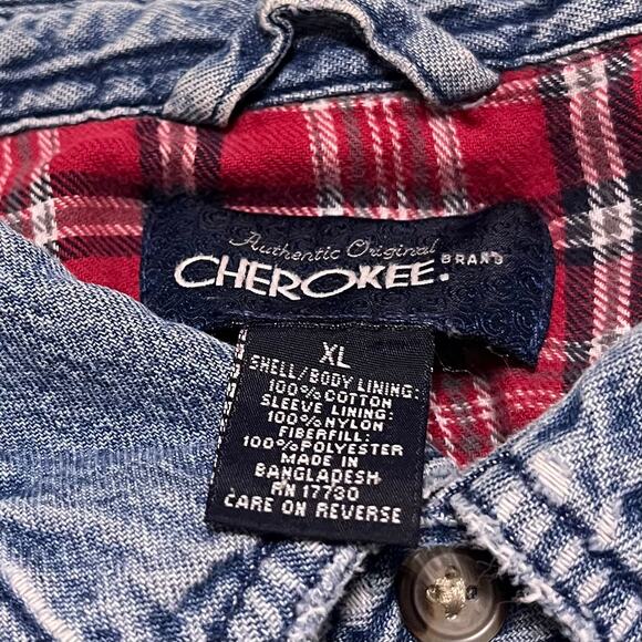 Vintage Cherokee Flannel Lined Denim Button Up XL - Picture 3 of 6